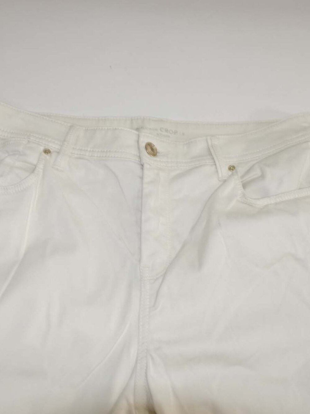 Chico's Womens Platinum Crop Twill Jeans Light Beige Size 2 / 12 High Rise Pants - Picture 2 of 6